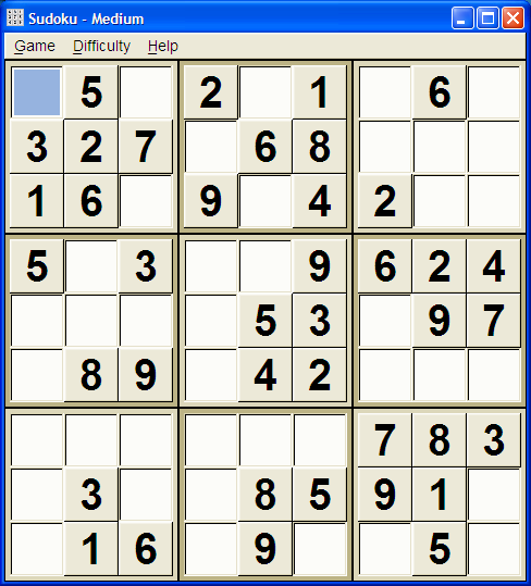 Un sudoku en la computadora